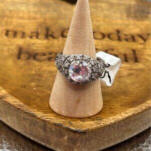 6.5 big Stone CZ sterling silver ring marked jewelry